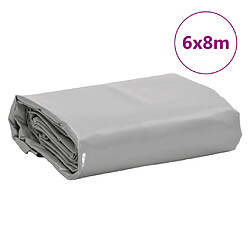 vidaXL Bâche gris 6x8 m 650 g/m² pas cher