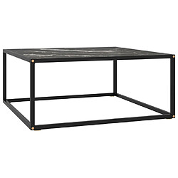 Maison Chic Table basse,Table Console Table d'appoint, Table pour salon Noir avec verre marbre noir 80x80x35 cm -MN17447