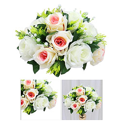 26cm Réaliste Artificielle Rose Fleurs Boule 15 Têtes Mariage Bouquet Décor Multi Couleur pas cher