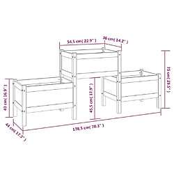 vidaXL Jardinière Gris 178,5x44x75 cm Bois massif de pin pas cher