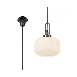 Luminaire Center Suspension design 1 ampoule Chrome noir,opale