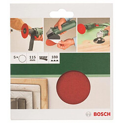 Bosch 2609256B40 Disques abrasifs papier pour Meuleuses angulaires et perceuses Système auto-agrippant Diamètre 115 mm grain 180 Lot de 5 feuilles