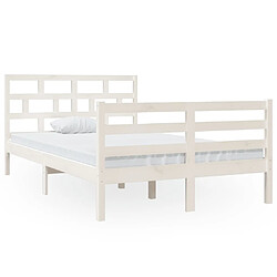 Maison Chic Lit adulte - Lit simple Cadre de lit,Structure du lit Contemporain Blanc Bois de pin massif 120x200 cm -MN77530