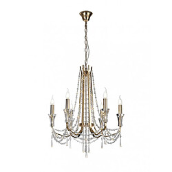 Luminaire Center Chandelier sans abats jours Armand Or français 6 ampoules 98cm