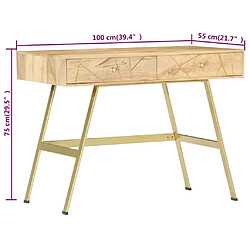 vidaXL Bureau avec tiroirs 100x55x75 cm bois solide de manguier pas cher