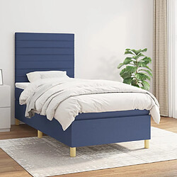 Maison Chic Lit adulte- Lit + matelas,Sommier à lattes de lit avec matelas Bleu 90x190 cm Tissu -GKD96498