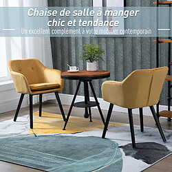 Acheter Homcom Chaises de visiteur design scandinave - lot de 2 chaises - pieds effilés bois noir - assise dossier accoudoirs ergonomiques velours moutarde