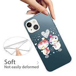 Coque en TPU antichoc, motif de Noël, antichute pour votre iPhone 14 Plus - couple bonhomme de neige