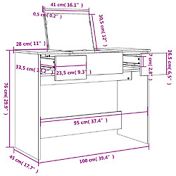 vidaXL Coiffeuse avec miroir chêne fumé 100x45x76 cm pas cher