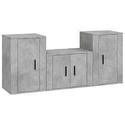 Maison Chic Ensemble de meubles TV 3 pcs pour salon - Gris béton Bois d'ingénierie -MN82558