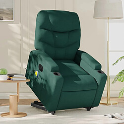 Maison Chic Fauteuil Relax pour salon, Fauteuil inclinable de massage électrique Vert foncé Tissu -GKD30418