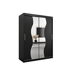 Abiks Meble Armoire MADRYT À Portes Coulissantes 200/150/62 2 Portes (Noir/Noir)