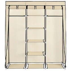 Acheter vidaXL Armoire avec compartiments et barres Crème 150x45x175 cm Tissu