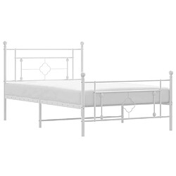 Maison Chic Cadre/structure de lit métal et tête de lit + pied de lit pour adulte - Lit Moderne Chambre blanc 107x203cm -MN52471