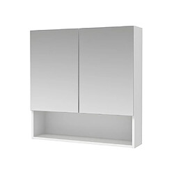 Acheter Vente-Unique Armoire murale de salle de bain avec miroir et niche - Blanc - ZUMPA