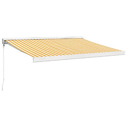 Maison Chic Store banne | Auvent rétractable de porte | Marquise Brise-soleil jaune et blanc 3x2,5 m tissu et aluminium -GKD16473