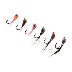 6x Mouche de Pêche Leurre de Pêche Mouche Sèche Artificielle Flottante Nymphe Noyée Streamer pour Pêcher à la Mouche Truite Brochet Bass