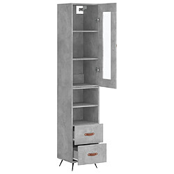 Avis vidaXL Buffet haut Gris béton 34,5x34x180 cm Bois d'ingénierie