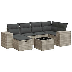 vidaXL Salon de jardin avec coussins 7 pcs gris clair résine tressée