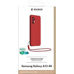 BigBen Connected Coque pour Samsung Galaxy A13 4G en Silicone avec dragonne assortie Rouge