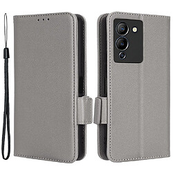 Etui en PU texture litchi, anti-chute, fermoir magnétique avec support pour votre Infinix Note 12 G96 4G X670 - gris