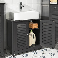 SoBuy FRG238-DG Meuble Bas de Salle de Bain avec Tiroir et Cloison Amovible Meuble de Rangement Buffet Commode