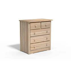 DECOPIN commode 5 tiroirs fidji - bois naturel