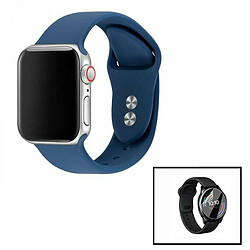 PHONECARE Kit Bracelet SmoothSilicone + Film de Hydrogel pour Xiaomi Watch S1 - Bleu Foncé