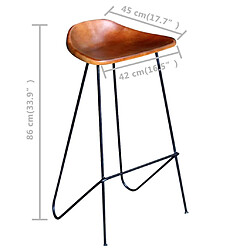 Acheter vidaXL Chaises de bar lot de 4 marron cuir véritable