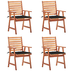 vidaXL Chaises à manger d'extérieur lot de 4 et coussins Acacia massif 