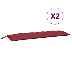 vidaXL Coussins de banc de jardin lot de 2 rouge bordeaux tissu Oxford