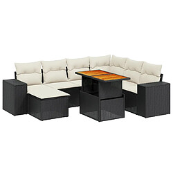 vidaXL Salon de jardin 8 pcs avec coussins noir résine tressée