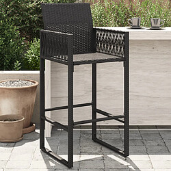 vidaXL Tabourets de bar de jardin lot de 2 noir résine tressée