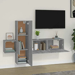 Avis Maison Chic Ensemble de meubles TV 3 pcs | Banc TV Moderne pour salon | Meuble de Rangement - Sonoma gris Bois d'ingénierie -MN77213