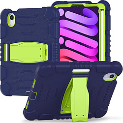 Coque en TPU quatre coins améliorés avec béquille Bleu marine/citron vert pour iPad mini (2021)