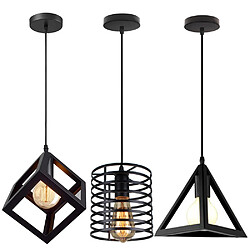 Stoex 3x Suspension Luminaire Vintage Cage en Fer Métal DIY Lustre Industriel Lampes E