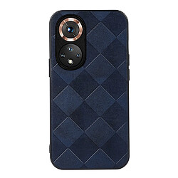 Coque en TPU + PU anti-rayures, texture quadrillée bleu pour votre Honor 50