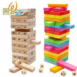 Avis Universal Nouveau 54 pièces en bois Arc-en-ciel Haut Stack Domino Board Jeu de Stack Jouet en bois Domino Stack Block Il y a 2 types de logs/couleurs Cadeaux pour enfants | Domino