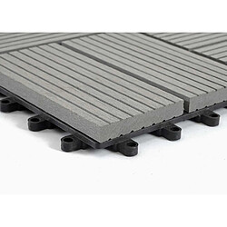 Avis Mendler Carreaux en WPC Rhone, aspect bois pour balcon/terrasse, 11 carreaux à 30x30cm = 1m² ~ Premium, gris rectangle