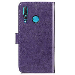 Wewoo Housse Coque Étui en cuir à motif de fleurs repiquées Lucky Clover pour HuNova 4, avec support et logements pour cartes, portefeuille dragonne (violet)