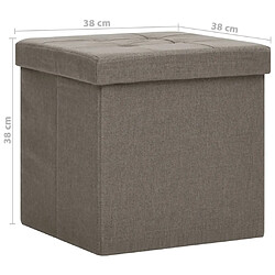 vidaXL Tabourets de rangement pliables lot de 2 taupe faux lin pas cher