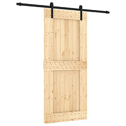 vidaXL Porte coulissante et kit de quincaillerie 90x210 cm pin massif