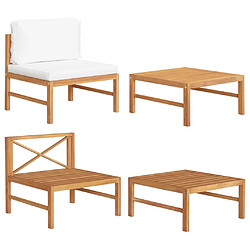 Maison Chic Salon de jardin 2 pcs avec coussins - Table et chaises d'extérieur - Mobilier/Meubles de jardin Moderne crème Bois de teck -MN71644