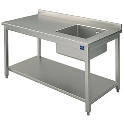 Mastro Plonge Inox avec Bac et Dosseret 1 Etagère - Profondeur 700 mm - Virtus