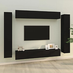 vidaXL Ensemble de meubles TV 8 pcs Noir Bois d'ingénierie