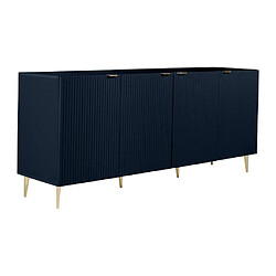 Avis Vente-Unique Buffet avec 4 portes en MDF et acier - Bleu et doré - YESINIA