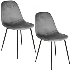 Toilinux 2 Chaises design velours Giulia - Gris foncé