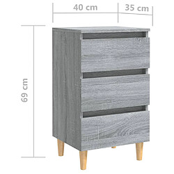 vidaXL Table de chevet avec pieds en bois Sonoma gris 40x35x69 cm pas cher