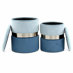 Paris Prix Lot de 2 Poufs & Coffres de Rangement Zora 44cm Bleu