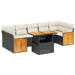 Maison Chic Ensemble Tables et chaises d'extérieur 8 pcs avec coussins,Salon de jardin noir résine tressée -GKD381919